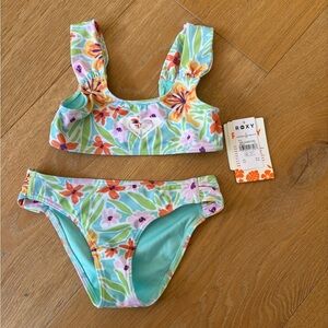 Roxy Kids Floral Swim Set - Blue, Green, Pink and Orange